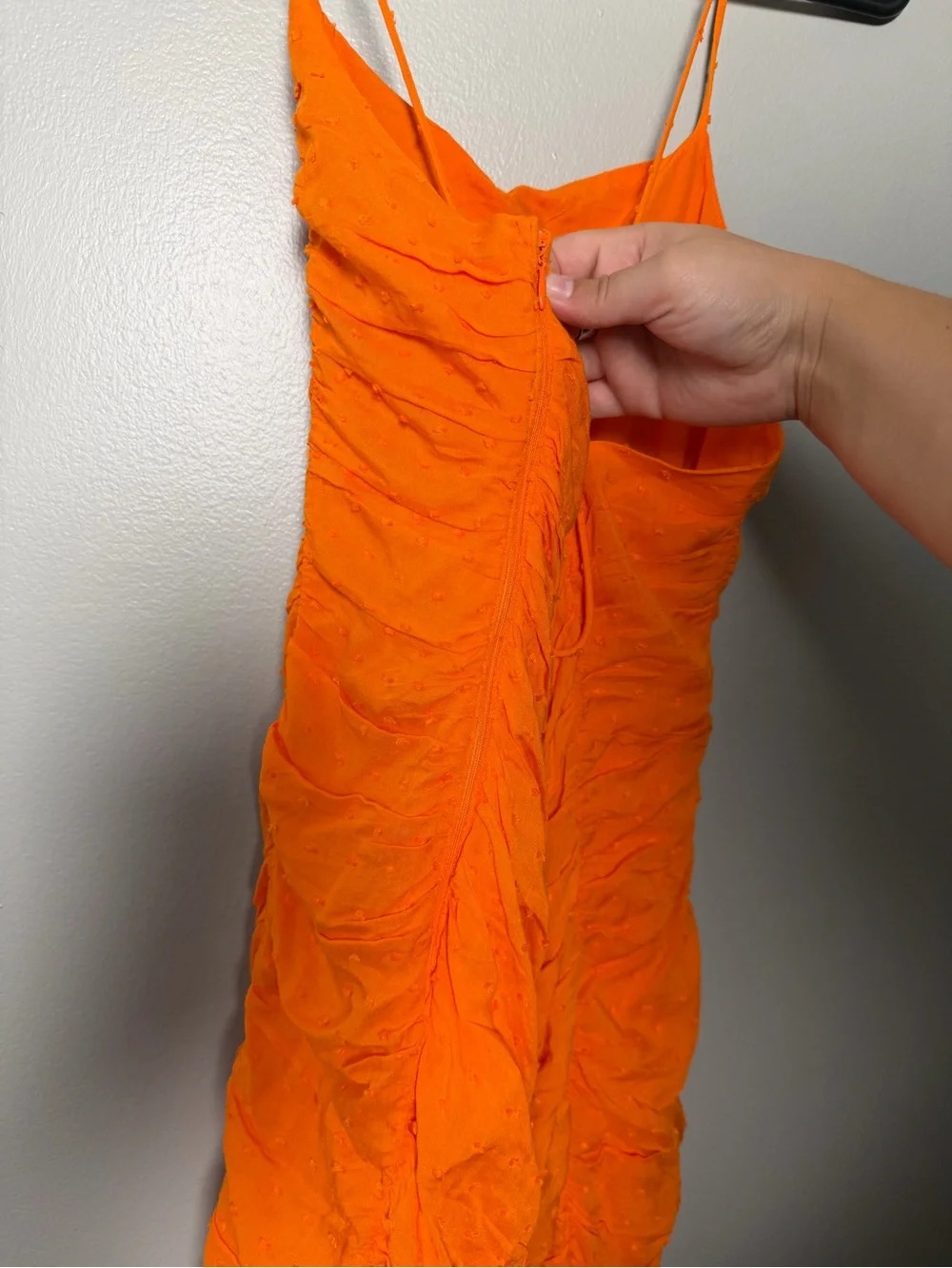 NWT Hello Molly Orange Ruched Bodycon Mini Dress US size 8